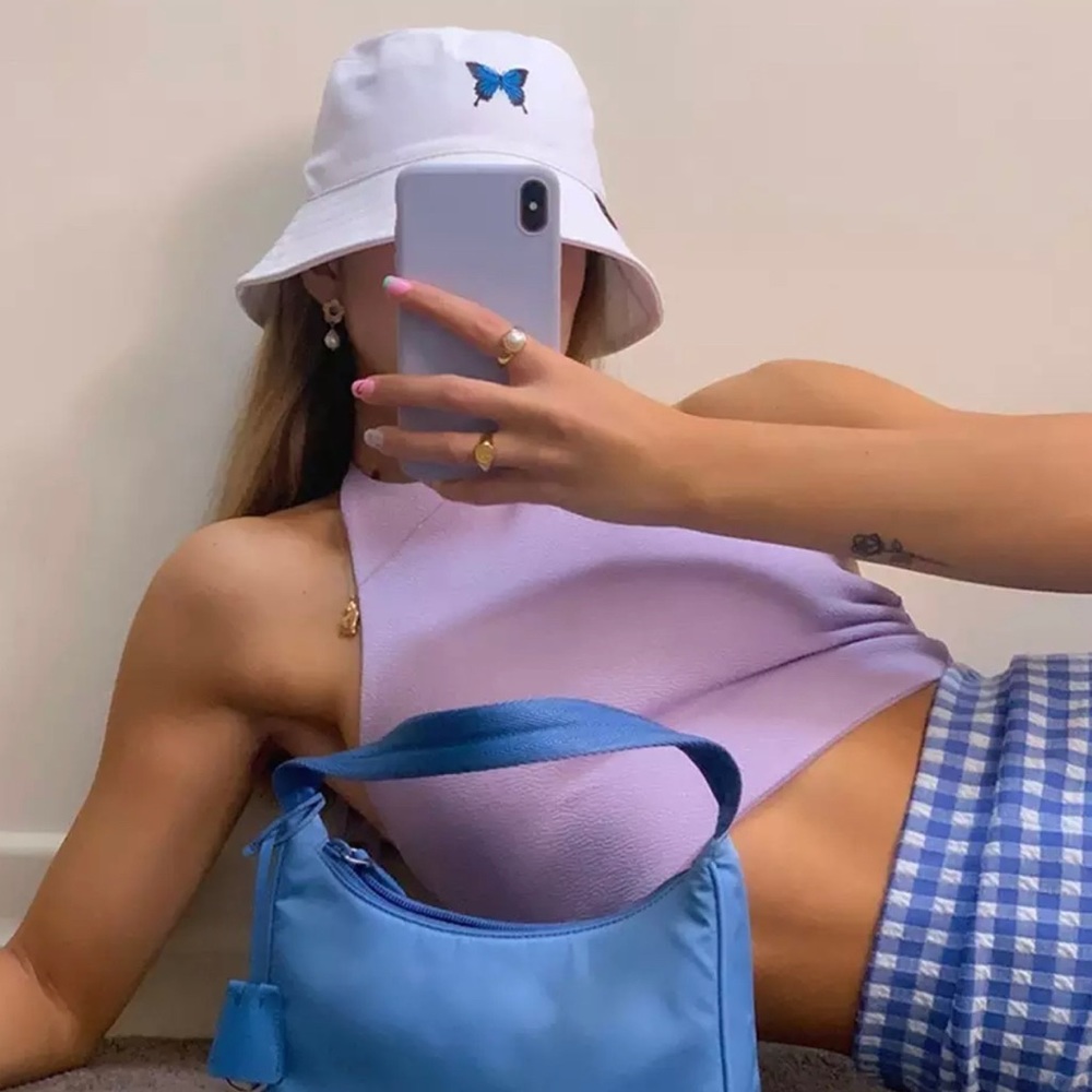 🦋 Aesthetic White Butterfly Bucket Hat